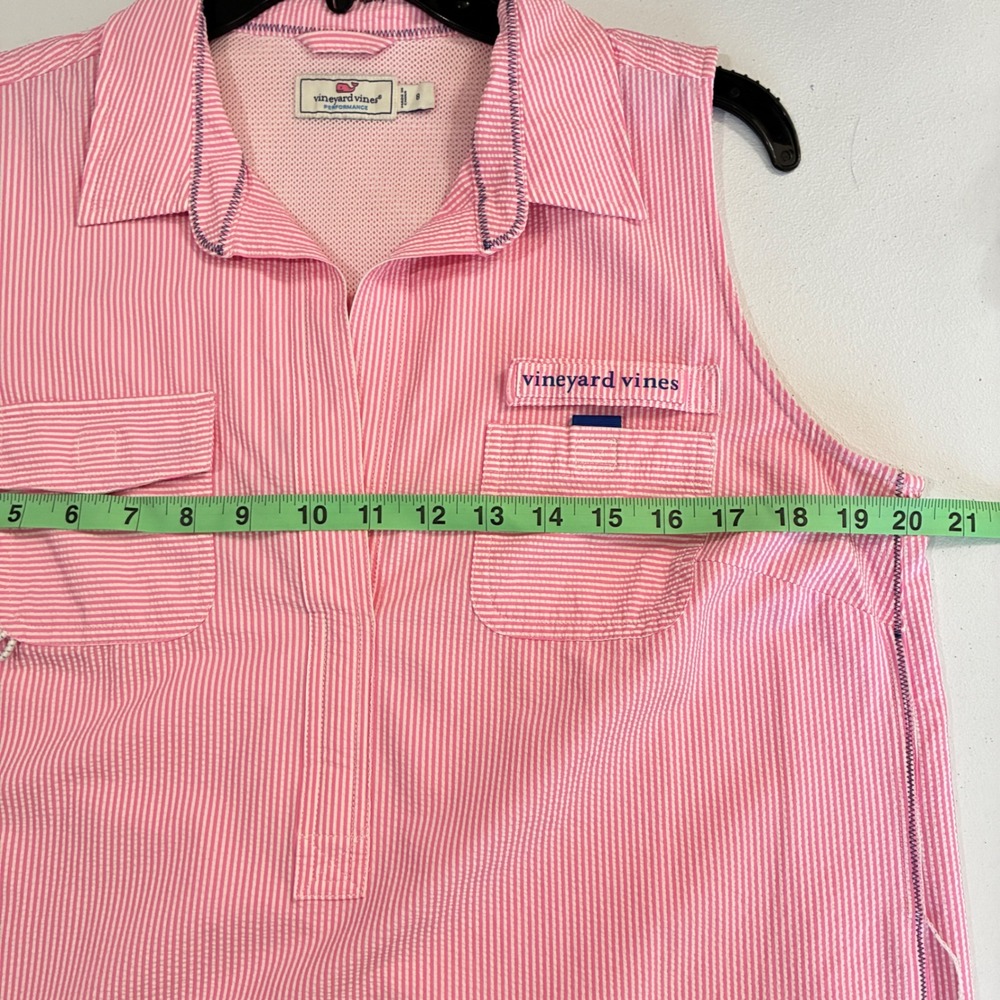Vineyard Vines Performance Dress Womens 8 Pink Seersucker *No Belt* Preppy Golf - Picture 6 of 8